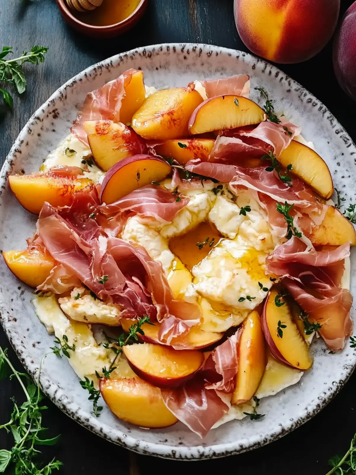 Indulge in Baked Brie with Peach, Prosciutto & Hot Honey Delight 4 Baked Brie with Peach, Prosciutto & Hot Honey