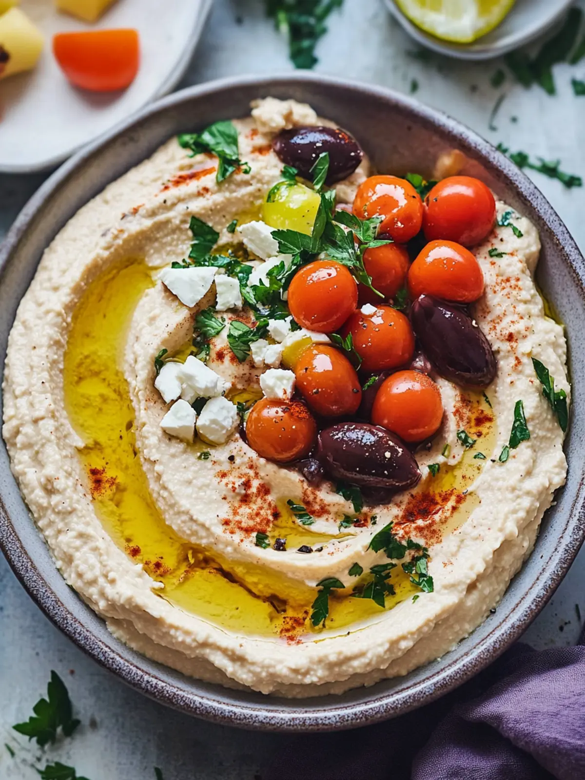 Greek Style Loaded Hummus: A Flavorful Summer Dip Delight 4 Greek Style Loaded Hummus