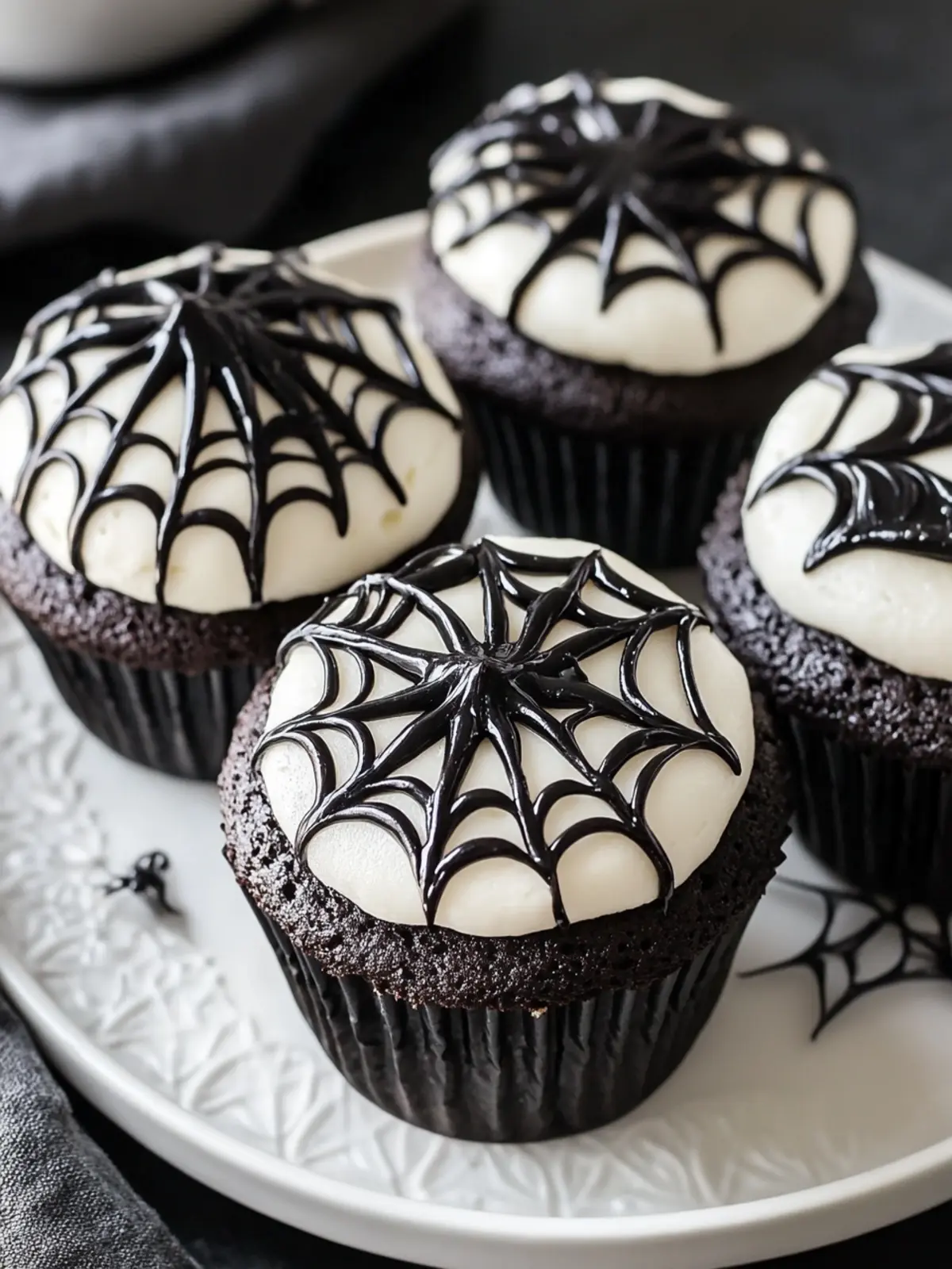 Spiderweb Black Cocoa Cupcakes for Spooky Deliciousness 2 Spiderweb Black Cocoa Cupcakes