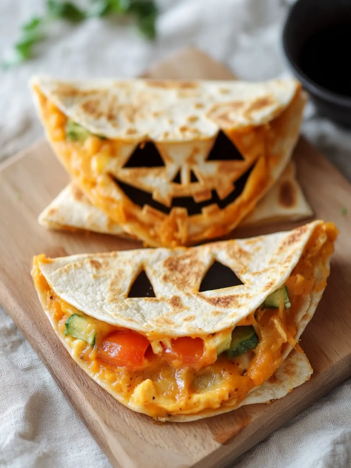 Jack-o-Lantern Breakfast Quesadillas
