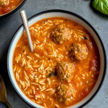 Savory Tomato Orzo Soup with Chicken Meatballs Your Family Will Love 10 Tomato Orzo Soup with Chicken Meatballs