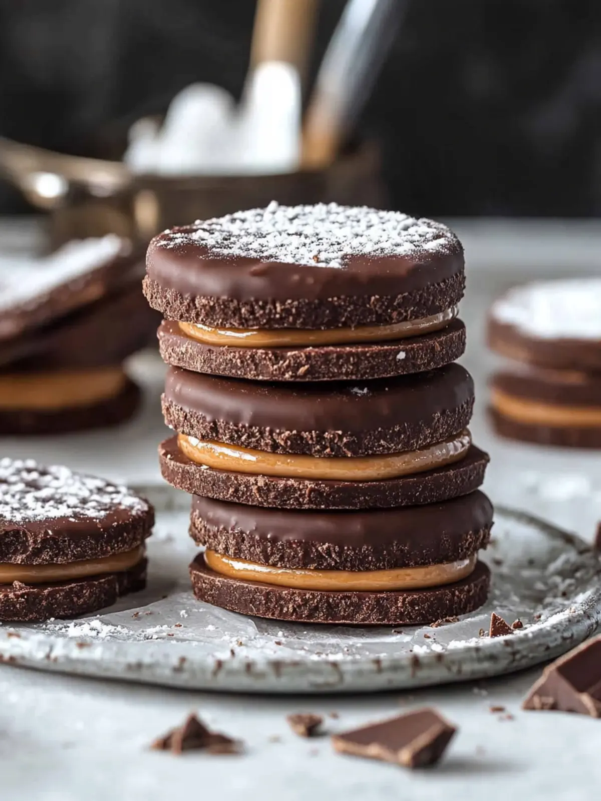 Chocolate Alfajores: Decadent Cookies with Sweet Dulce de Leche 2 Chocolate Alfajores