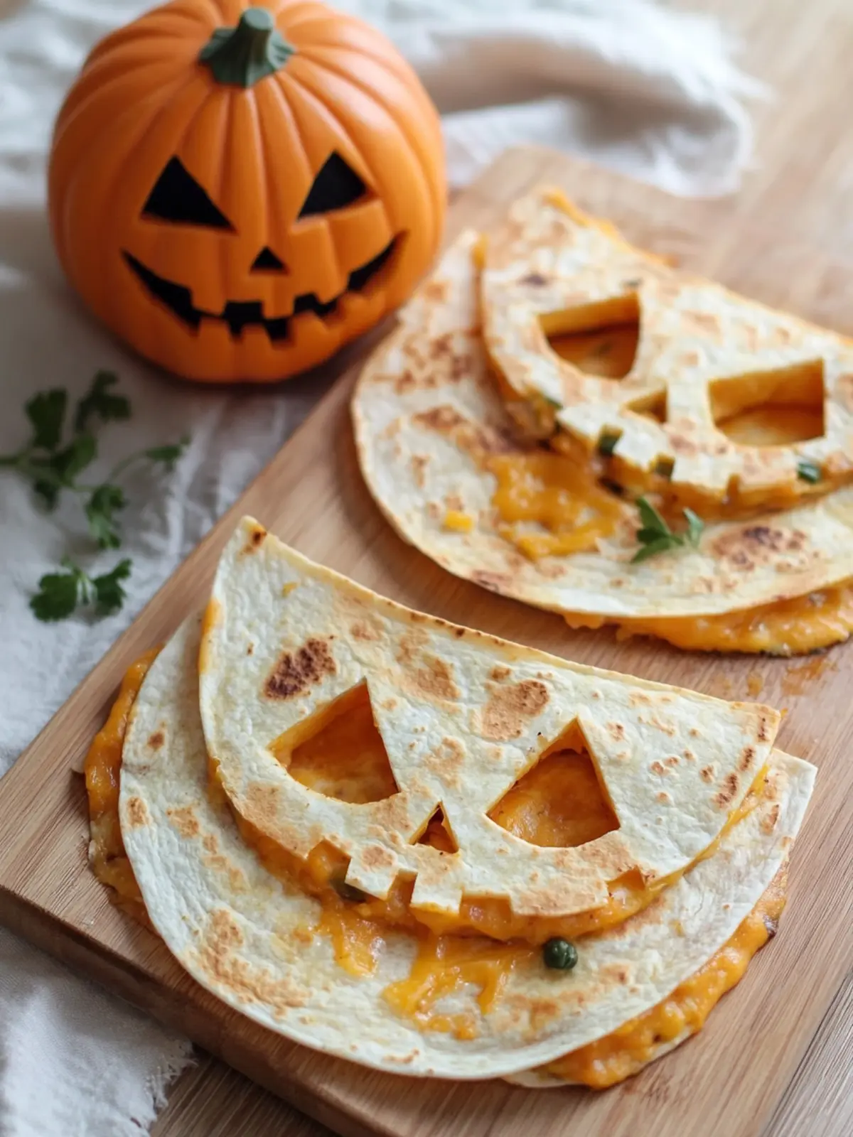 Jack-o-Lantern Breakfast Quesadillas