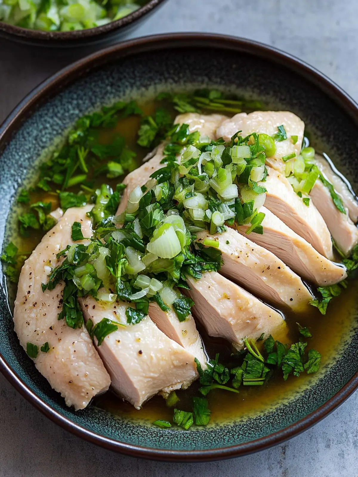 Savory Poached Chicken with Ginger Scallion Sauce Delight 4 Poached Chicken with Ginger Scallion Sauce