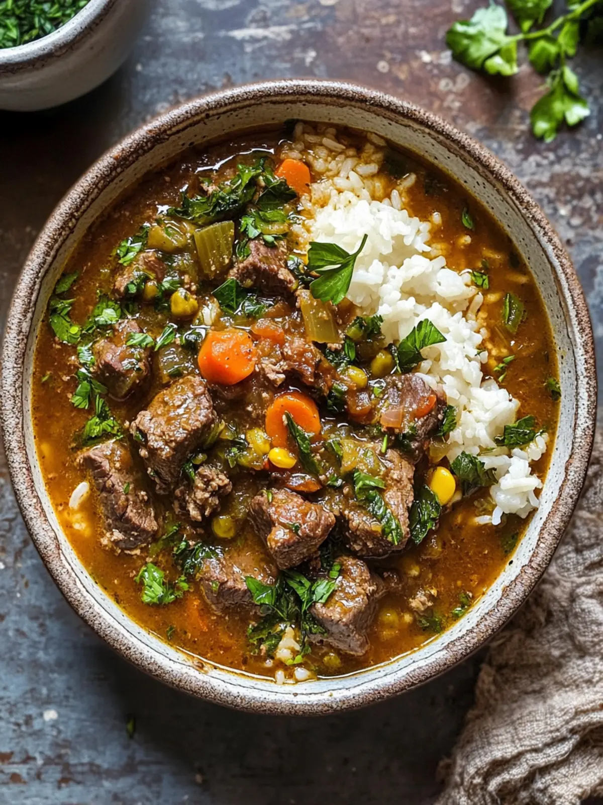 Hearty Herb and Beef Stew with Rice for Comfort Food Lovers 3 Herb and Beef Stew with Rice