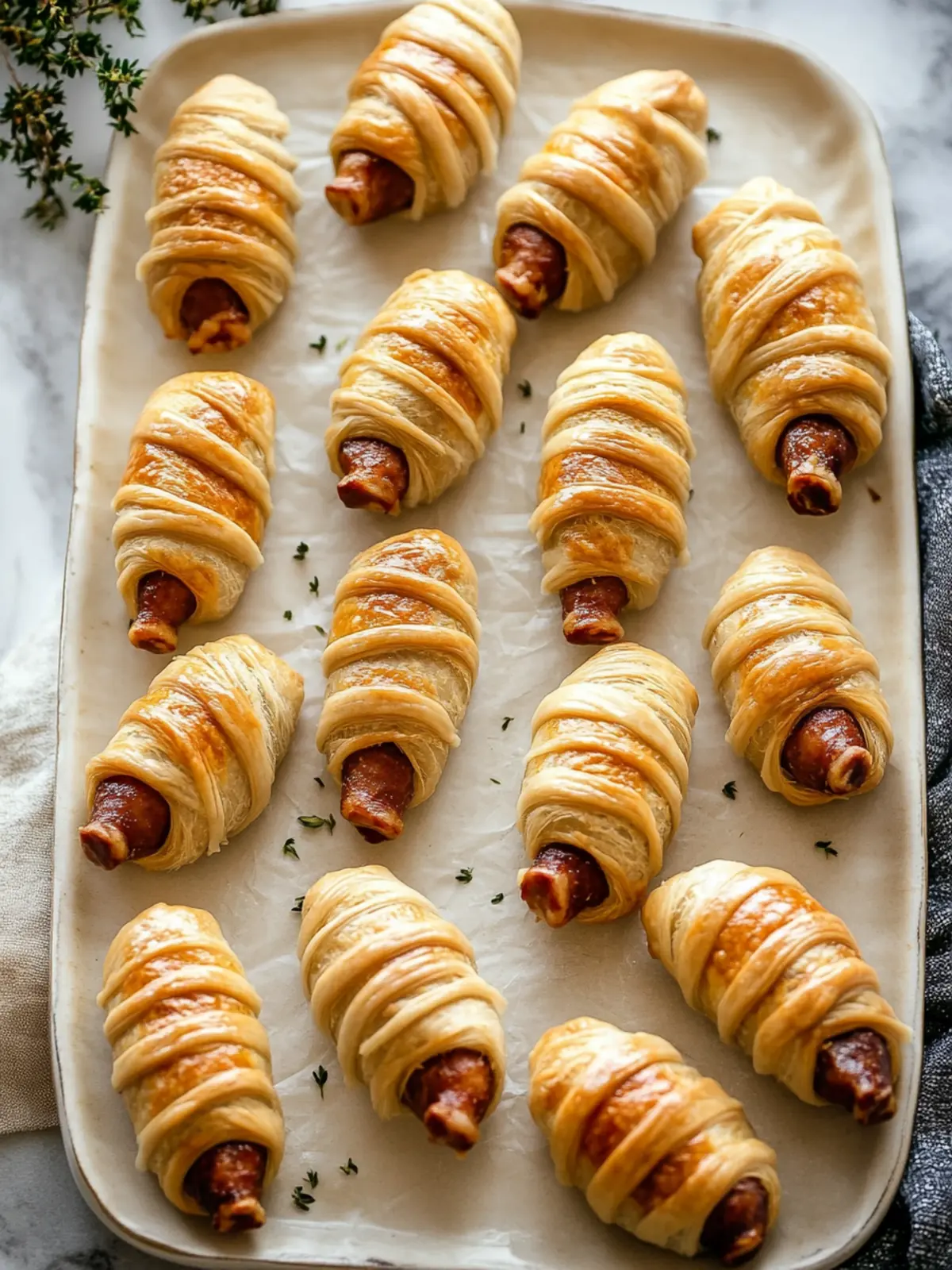 Mummy Pigs in a Blanket: Spooky Comfort Food Delight 4 Mummy Pigs in a Blanket