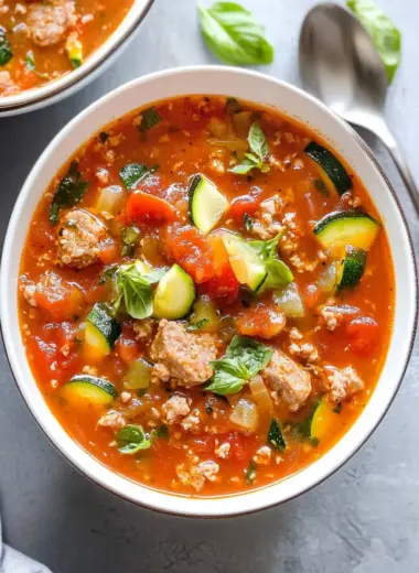 Zucchini Tomato Italian Sausage Soup