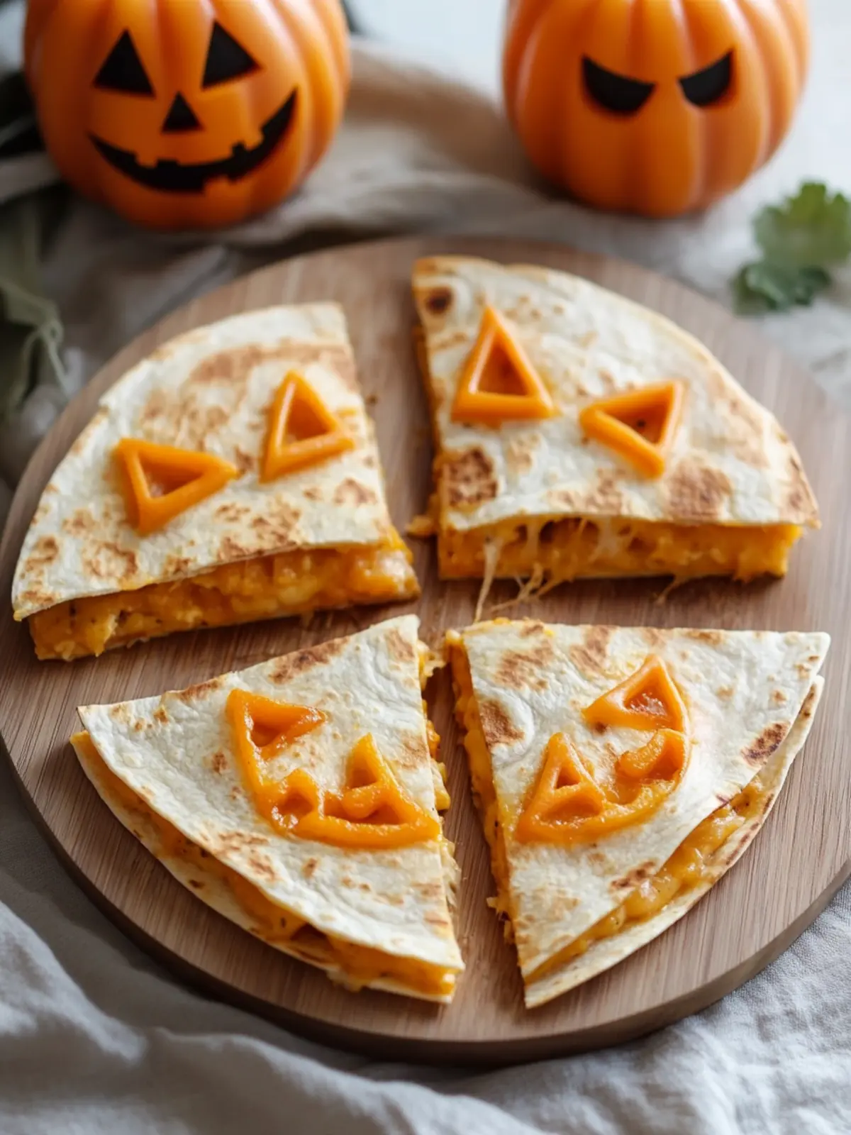 Jack-o-Lantern Breakfast Quesadillas