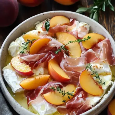 Baked Brie with Peach, Prosciutto & Hot Honey