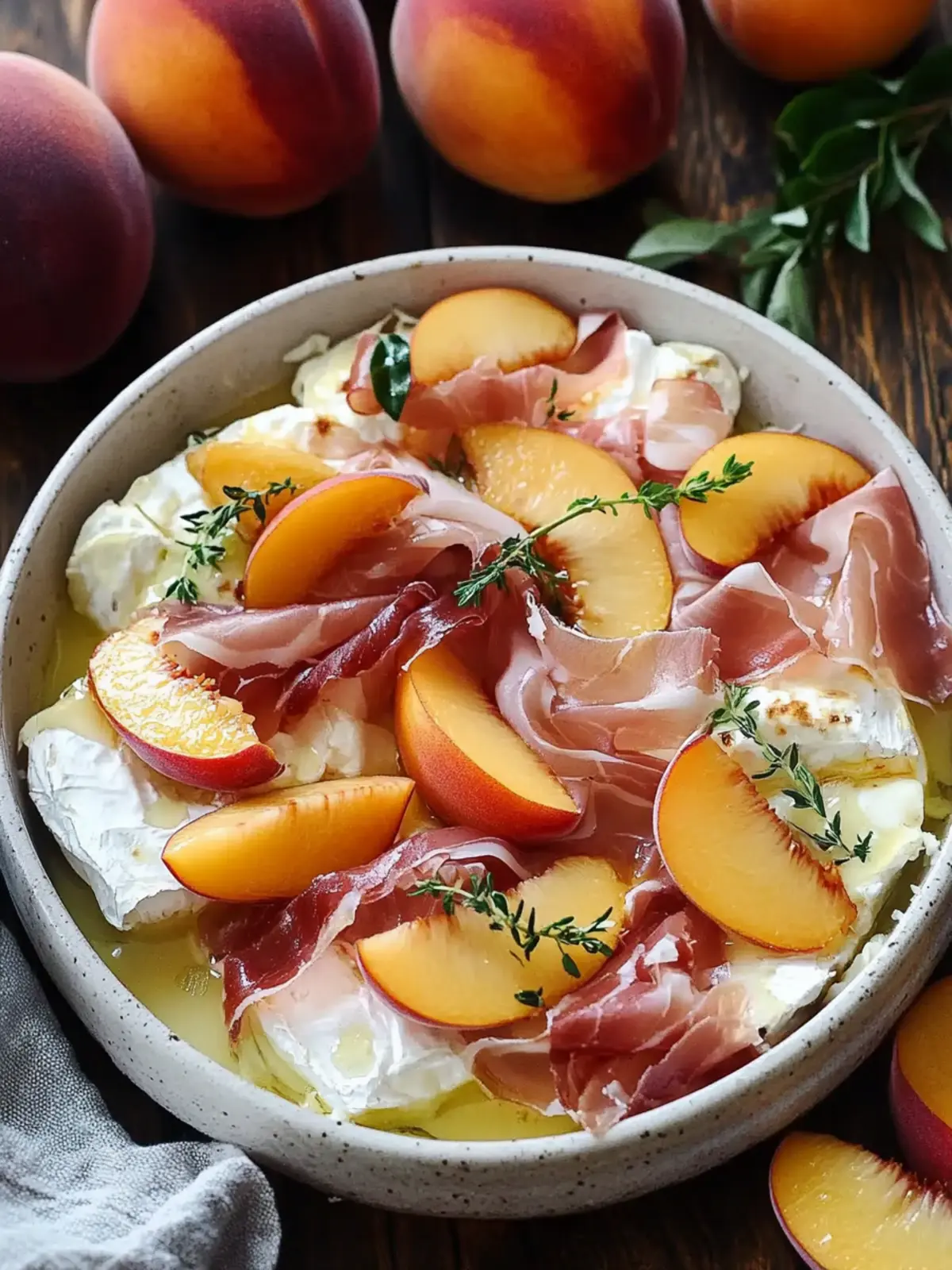 Indulge in Baked Brie with Peach, Prosciutto & Hot Honey Delight 5 Baked Brie with Peach, Prosciutto & Hot Honey