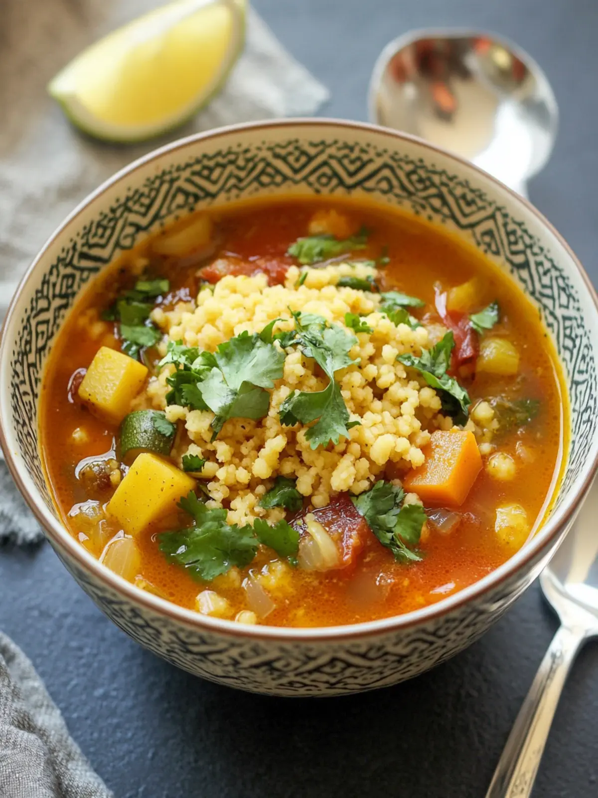 Moroccan-Spiced Vegetable Soup with Couscous for Cozy Nights 2 Moroccan-Spiced Vegetable Soup with Couscous