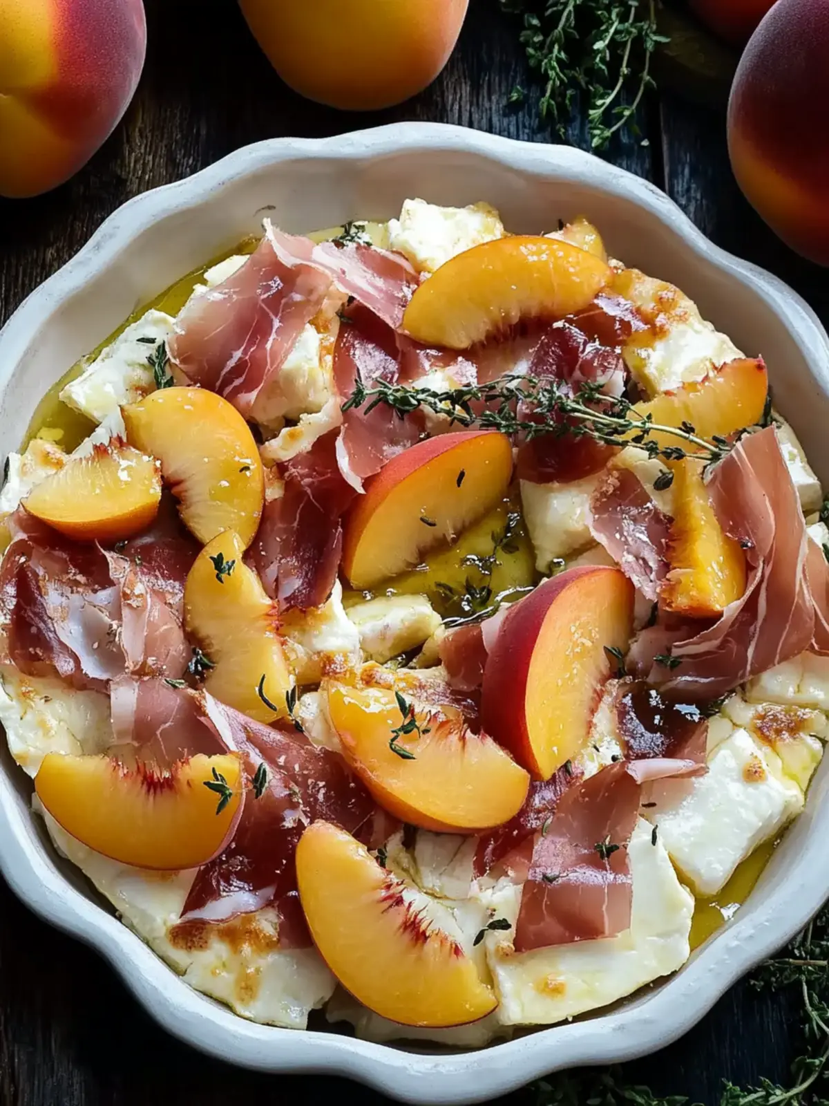 Indulge in Baked Brie with Peach, Prosciutto & Hot Honey Delight 3 Baked Brie with Peach, Prosciutto & Hot Honey