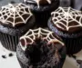 Spiderweb Black Cocoa Cupcakes for Spooky Deliciousness