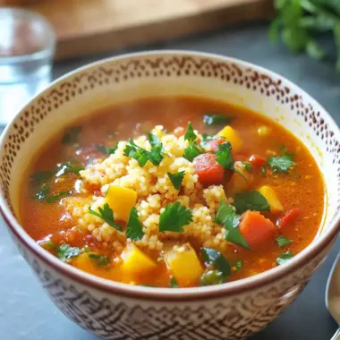 Moroccan-Spiced Vegetable Soup with Couscous