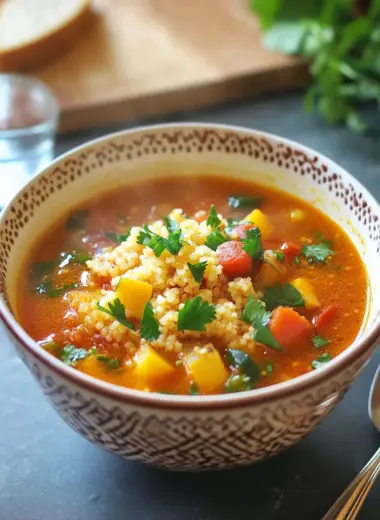 Moroccan-Spiced Vegetable Soup with Couscous
