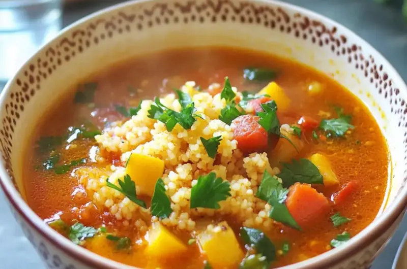 Moroccan-Spiced Vegetable Soup with Couscous