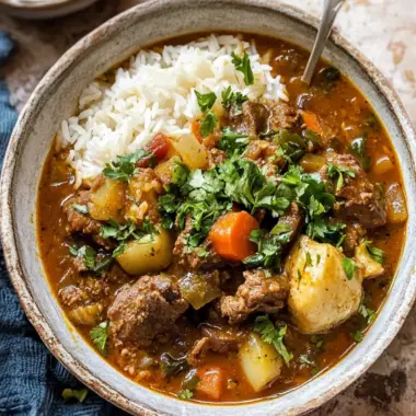 Herb and Beef Stew with Rice
