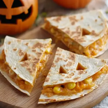 Jack-o-Lantern Breakfast Quesadillas