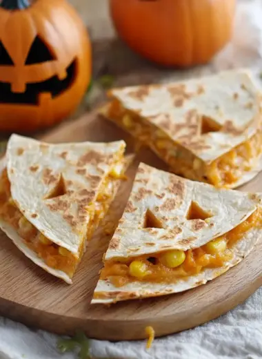 Jack-o-Lantern Breakfast Quesadillas