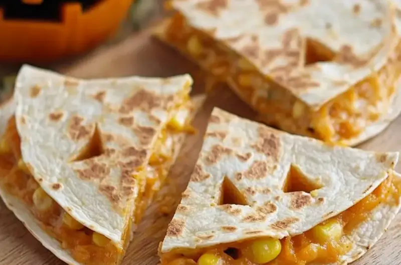 Jack-o-Lantern Breakfast Quesadillas