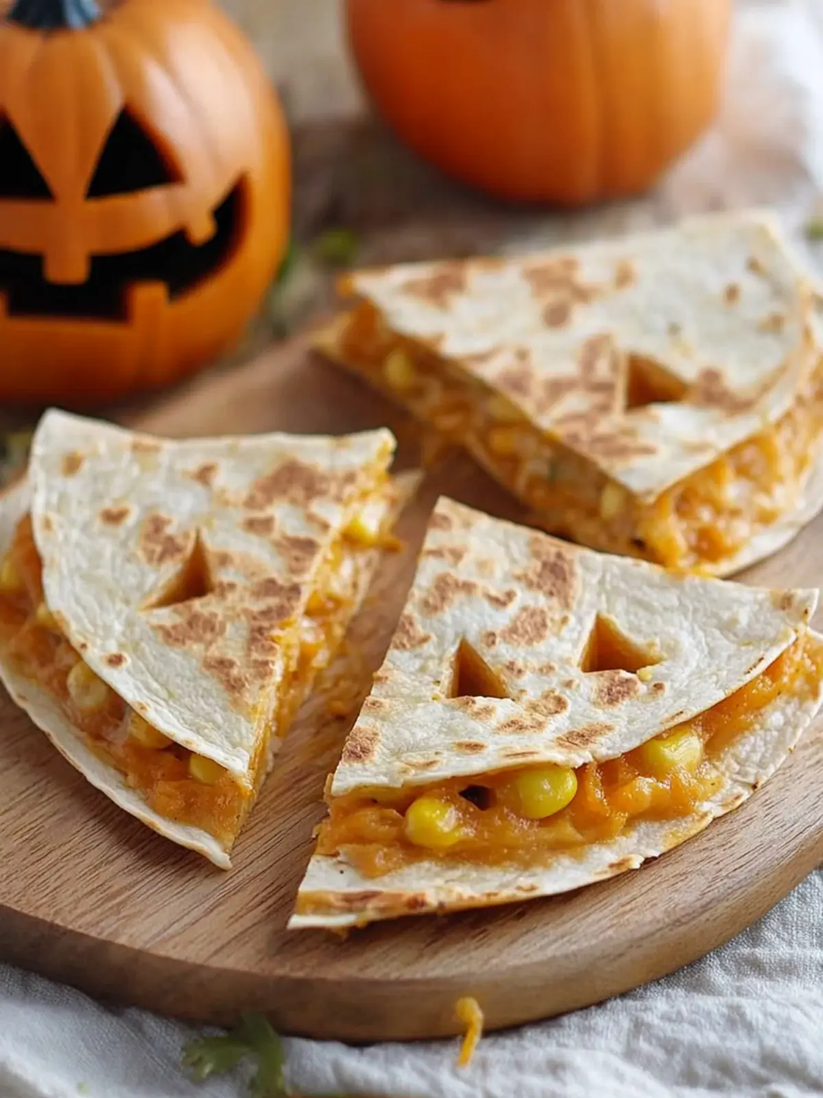 Jack-o-Lantern Breakfast Quesadillas