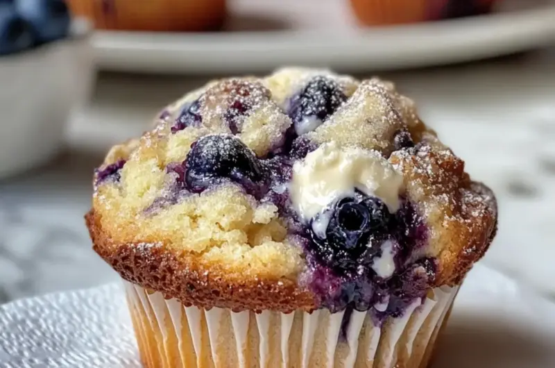Bakery-Style Blueberry Cream Cheese Muffins
