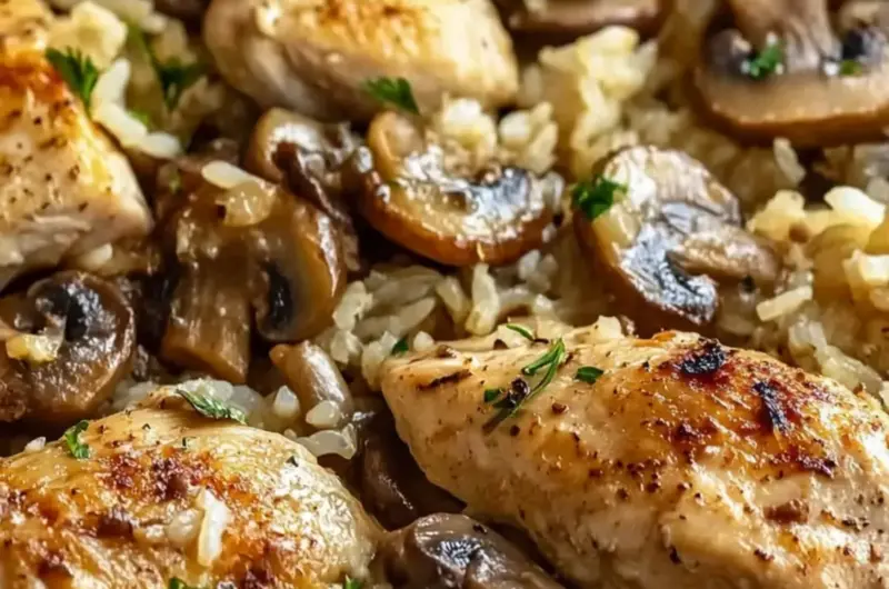 One Pot Mushroom Chicken and Rice