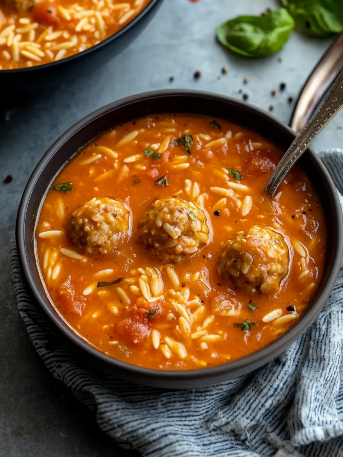 Savory Tomato Orzo Soup with Chicken Meatballs Your Family Will Love 4 Tomato Orzo Soup with Chicken Meatballs